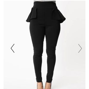 UNIQUE VINTAGE Black Peplum Grable Pants Plus Size 5X